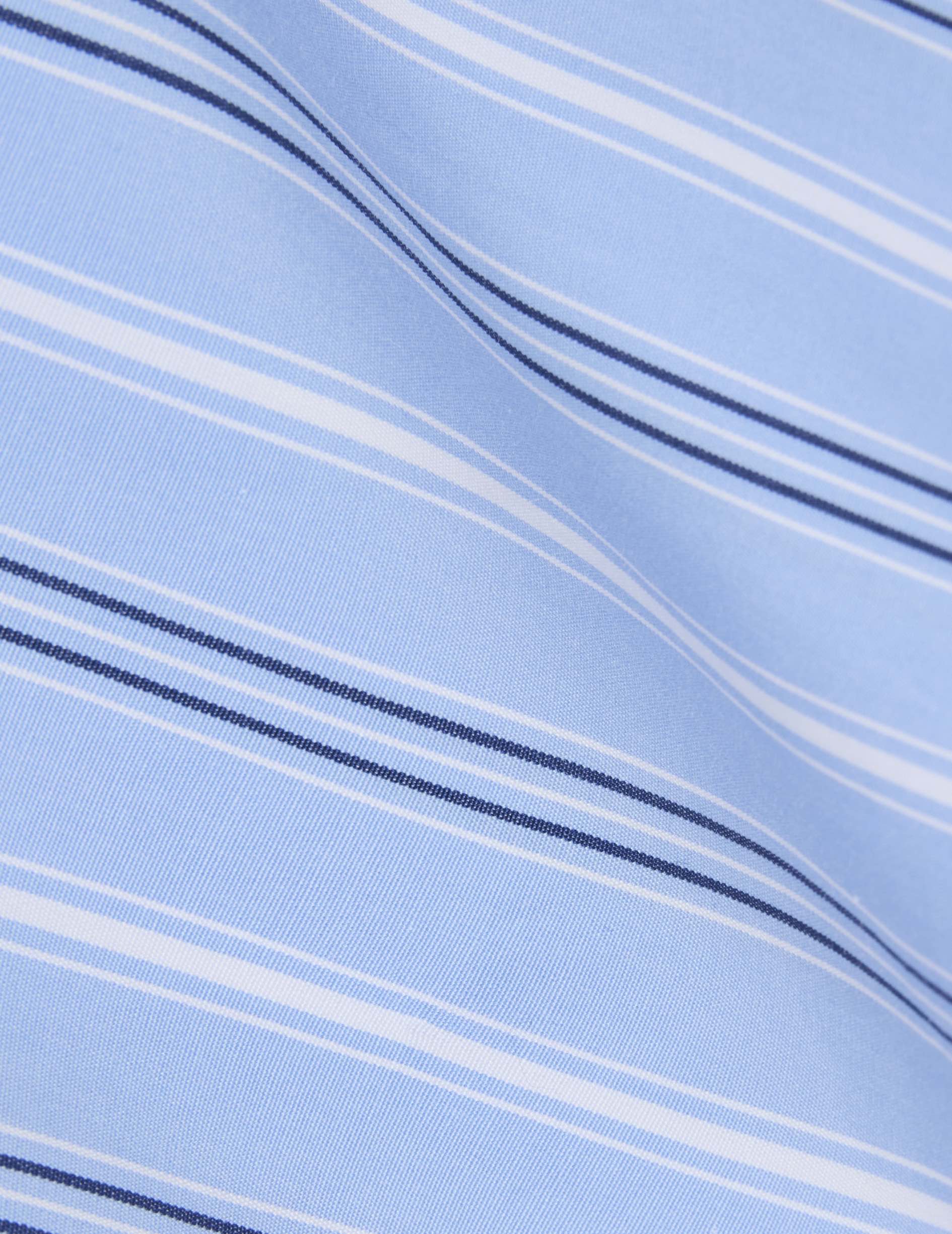 Semi-fitted striped light blue shirt  - Poplin - Figaret Collar