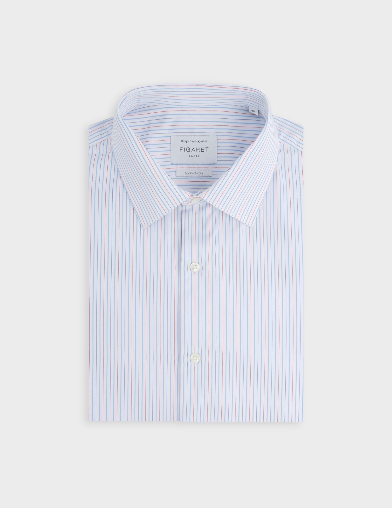 Semi-fitted red striped shirt - Poplin - Figaret Collar