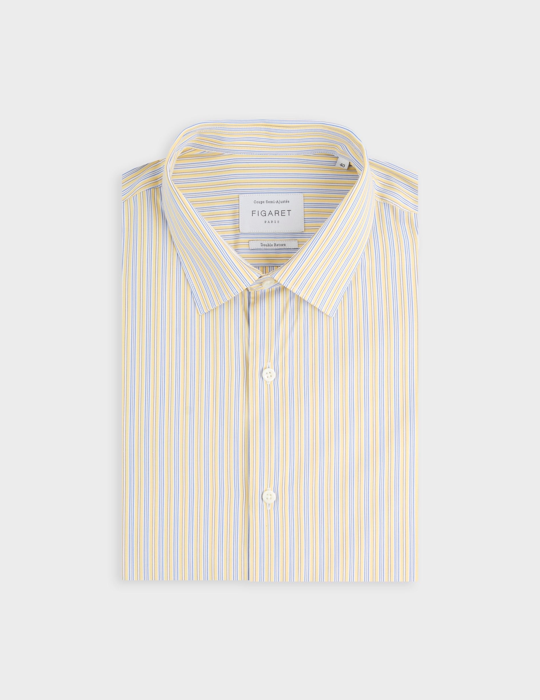 Semi-fitted striped yellow shirt