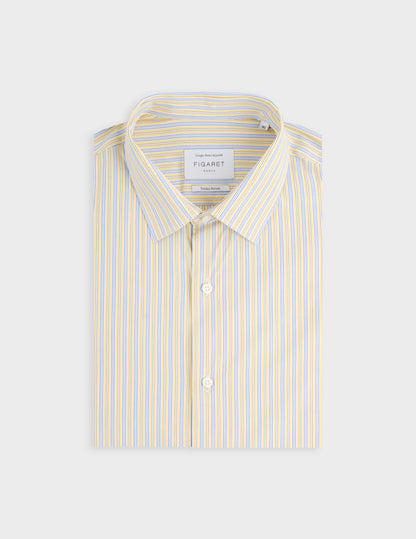 Semi-fitted striped yellow shirt