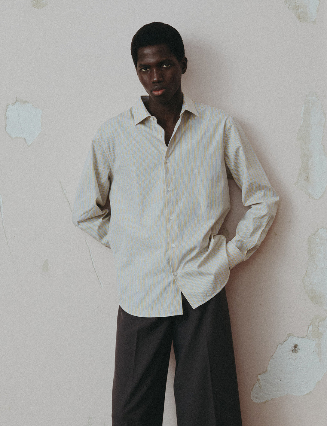 Semi-fitted striped yellow shirt - Poplin - Figaret Collar