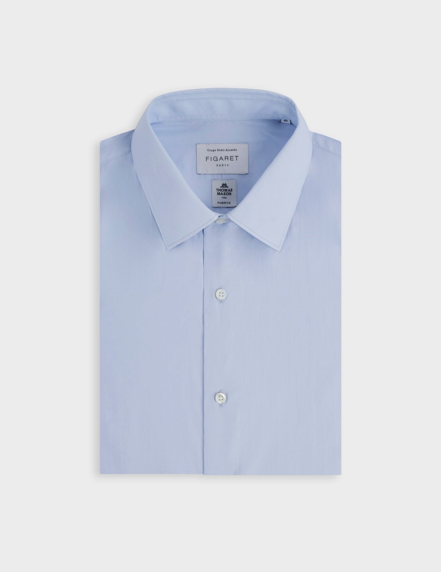 Semi-fitted light blue shirt - Poplin - Figaret Collar