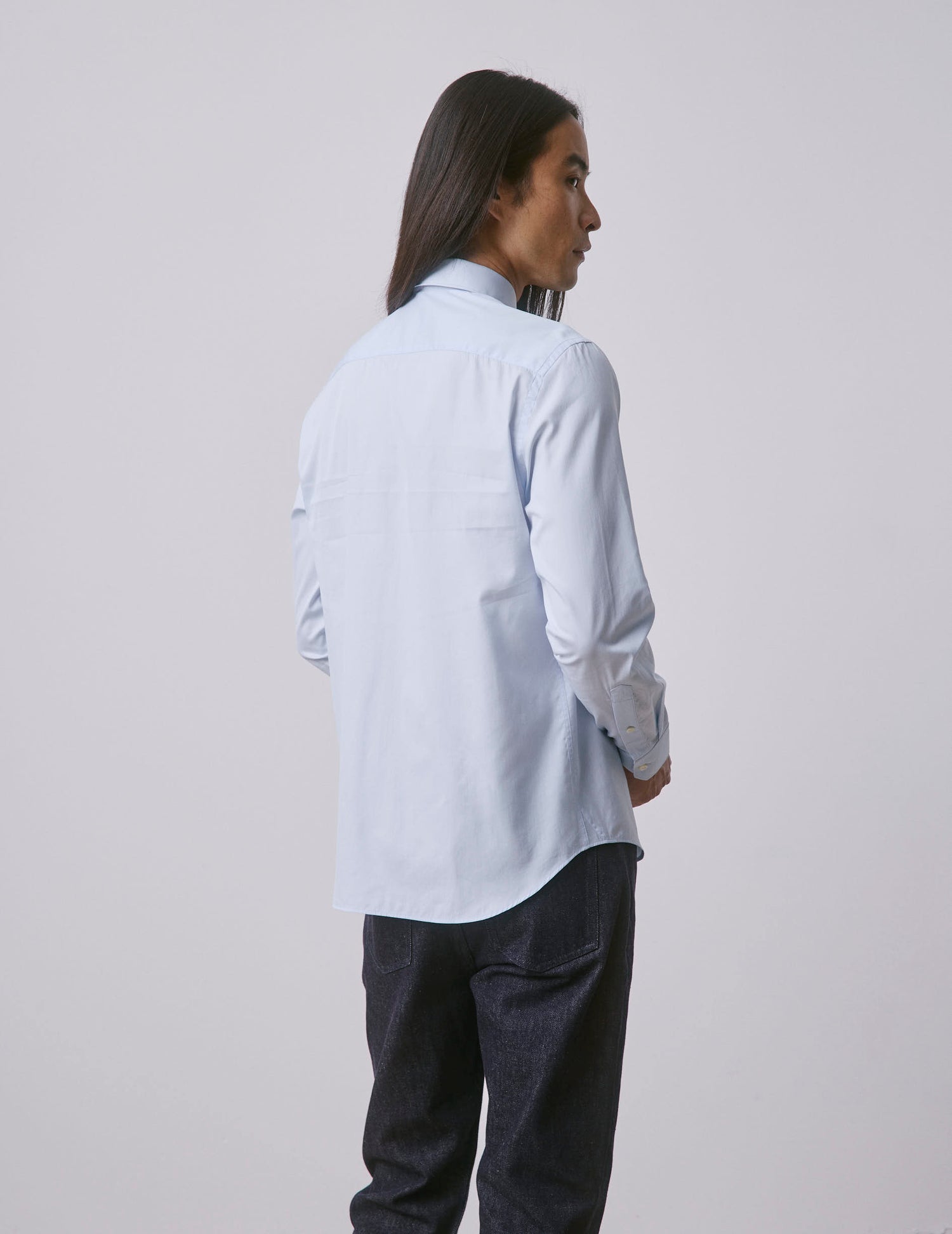 Semi-fitted light blue shirt - Poplin - Figaret Collar#4