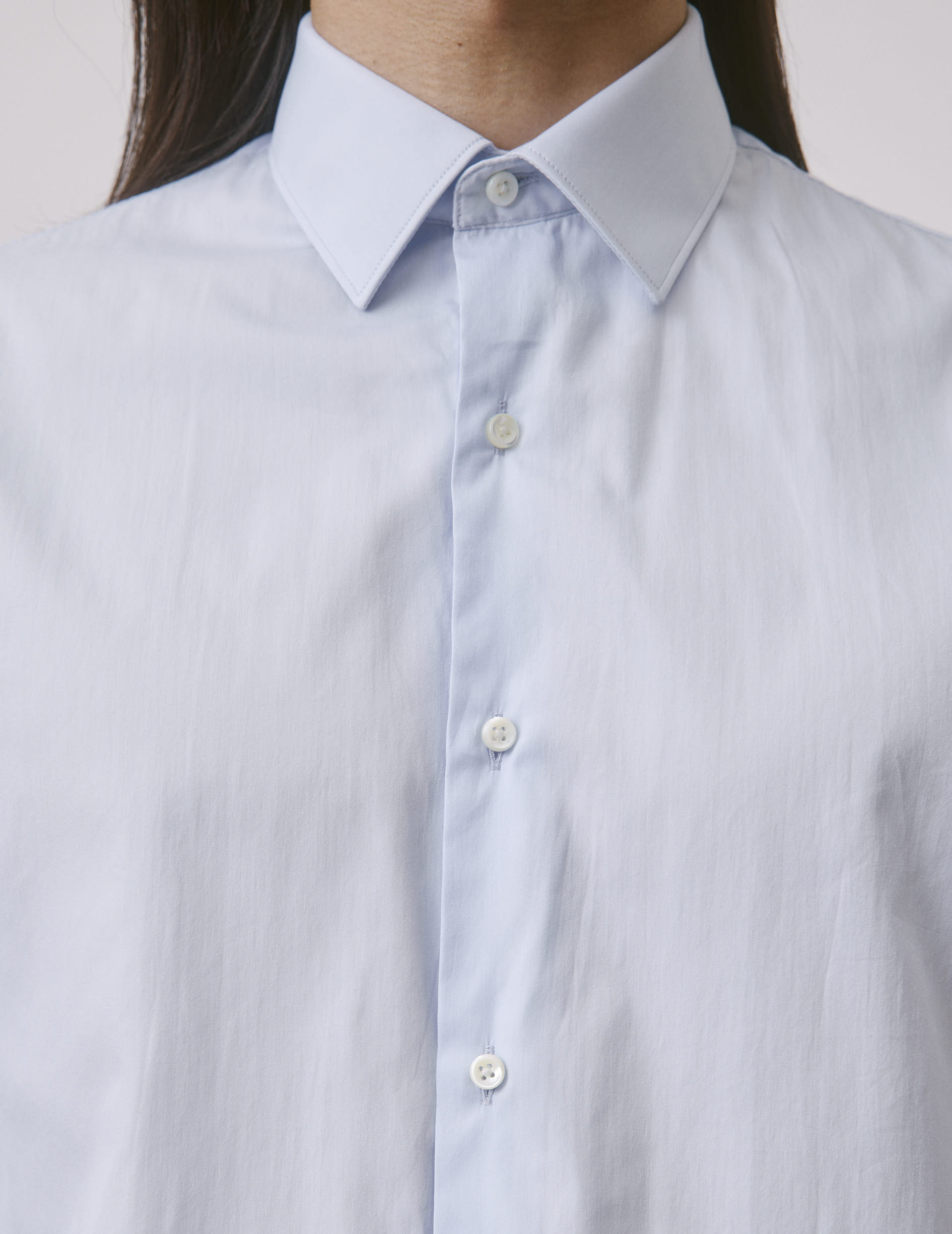 Semi-fitted light blue shirt - Poplin - Figaret Collar