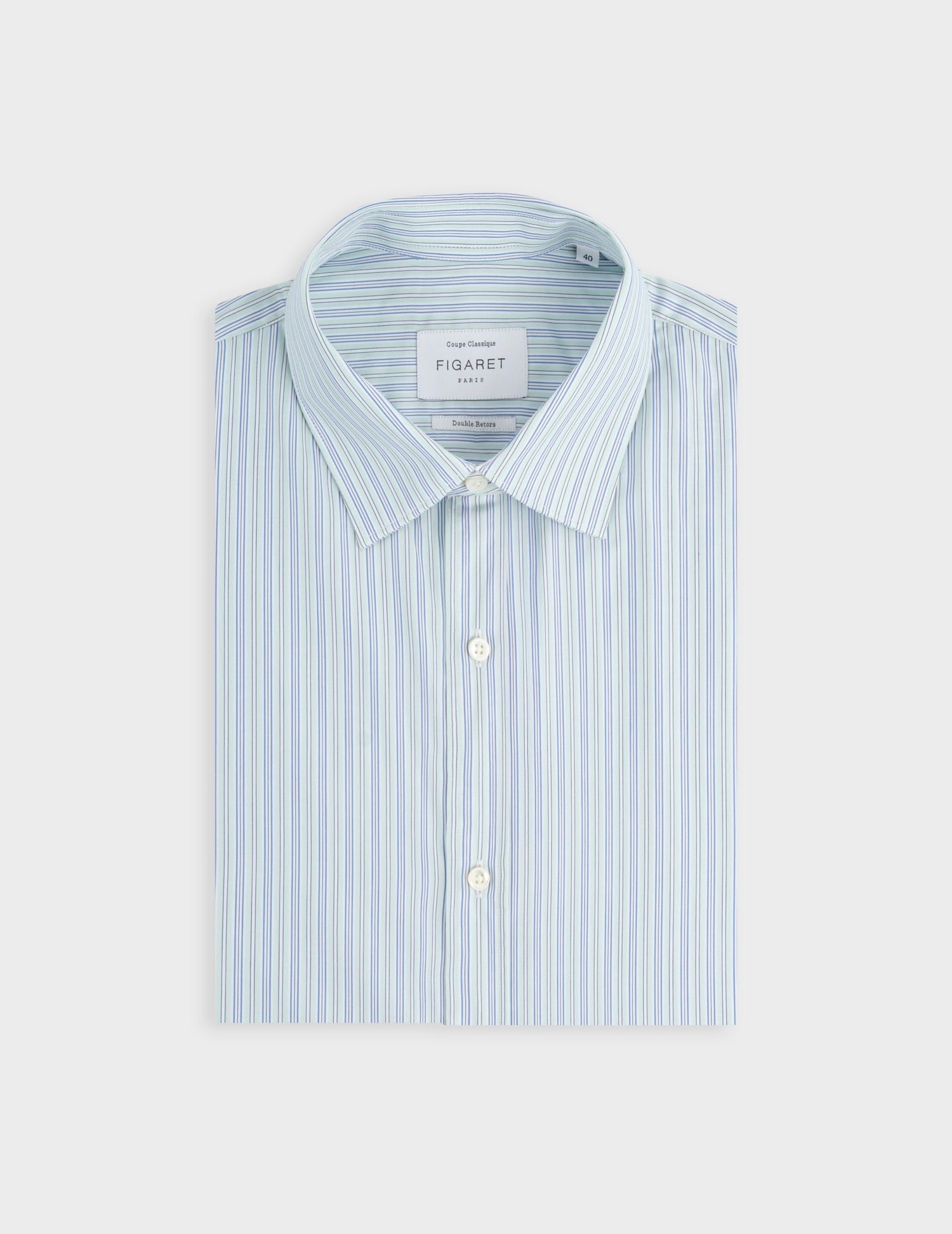 Classic striped green shirt - Poplin - Figaret Collar