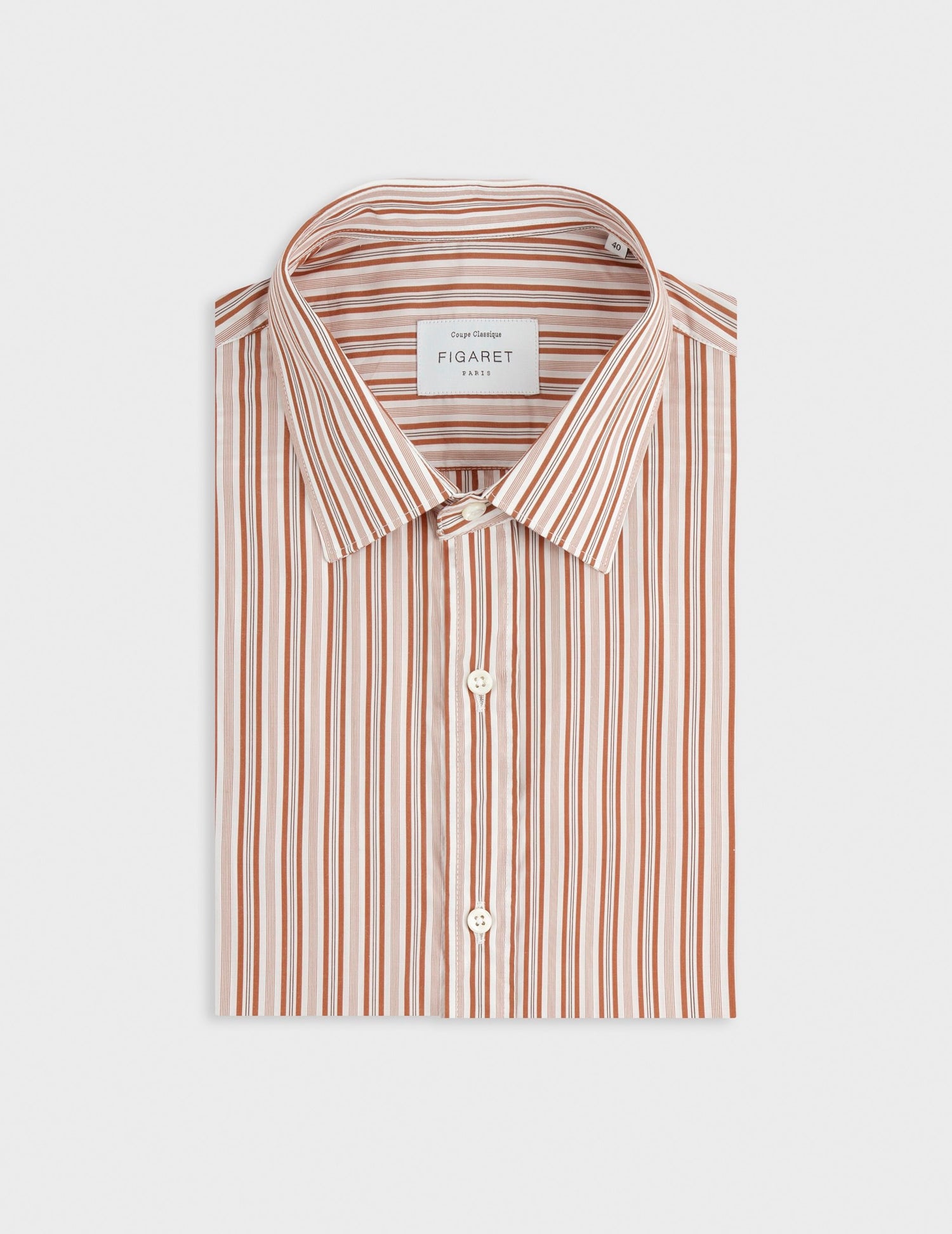 Classic striped brown shirt - Poplin - Figaret Collar