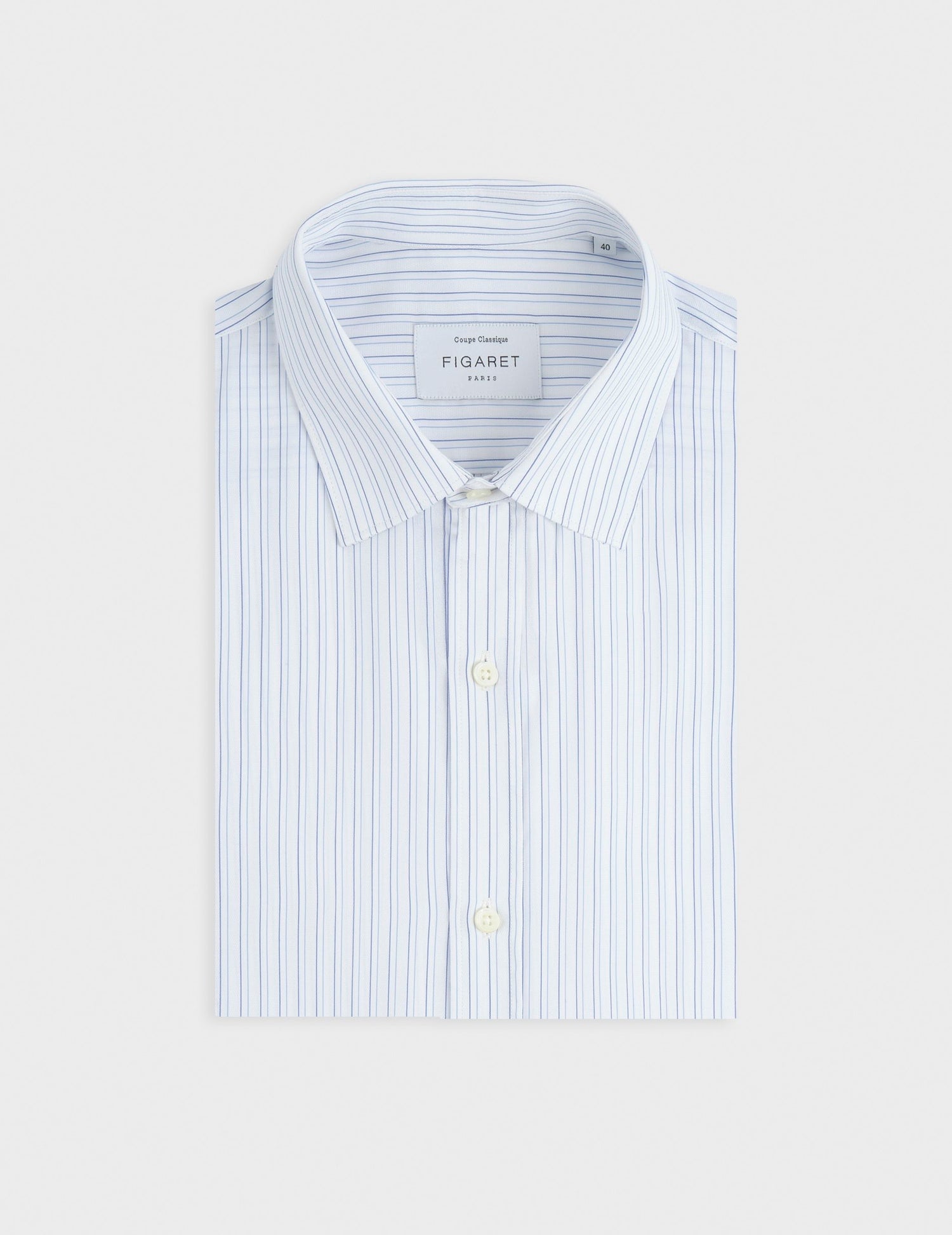 Classic striped blue shirt - fashioned - Figaret Collar