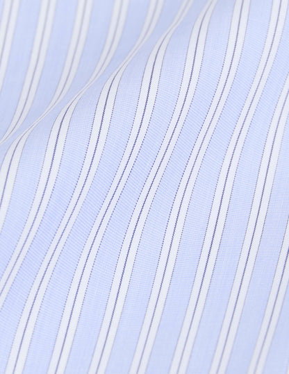 Figaret collar travel shirt in striped poplin