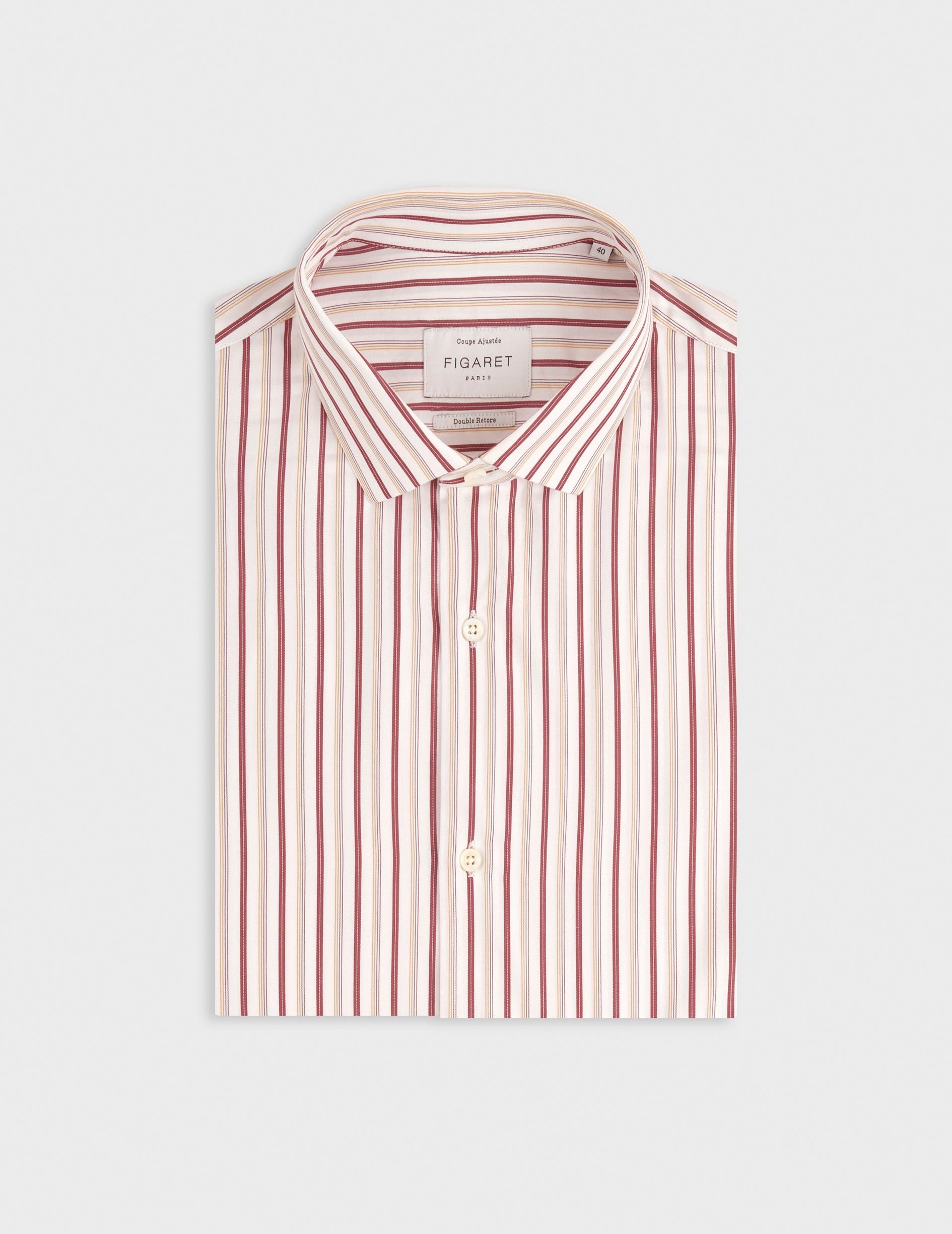 Fitted striped burgundy shirt
