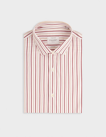 Fitted striped burgundy shirt