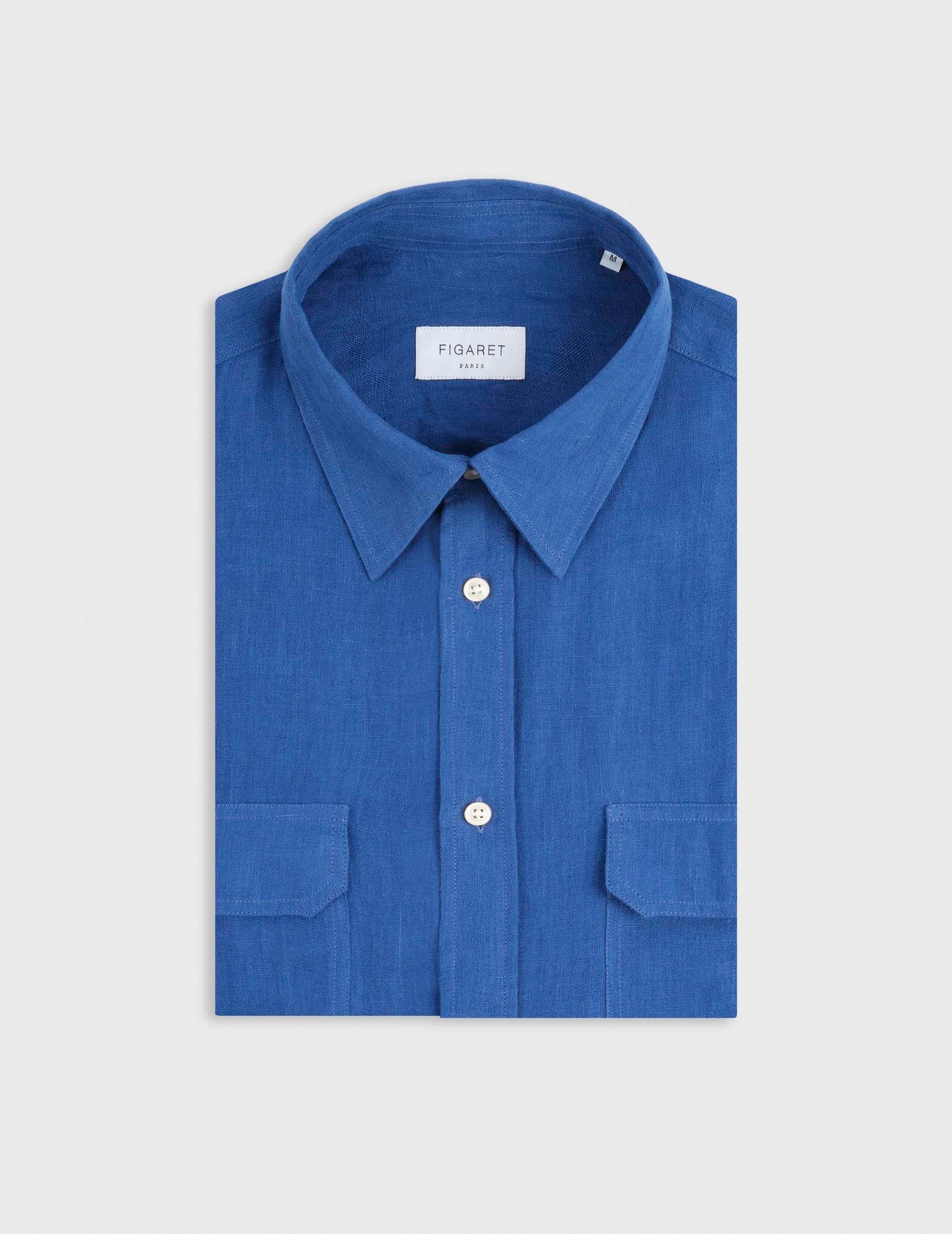 Blue linen Florian shirt - Lin - Français Collar#4