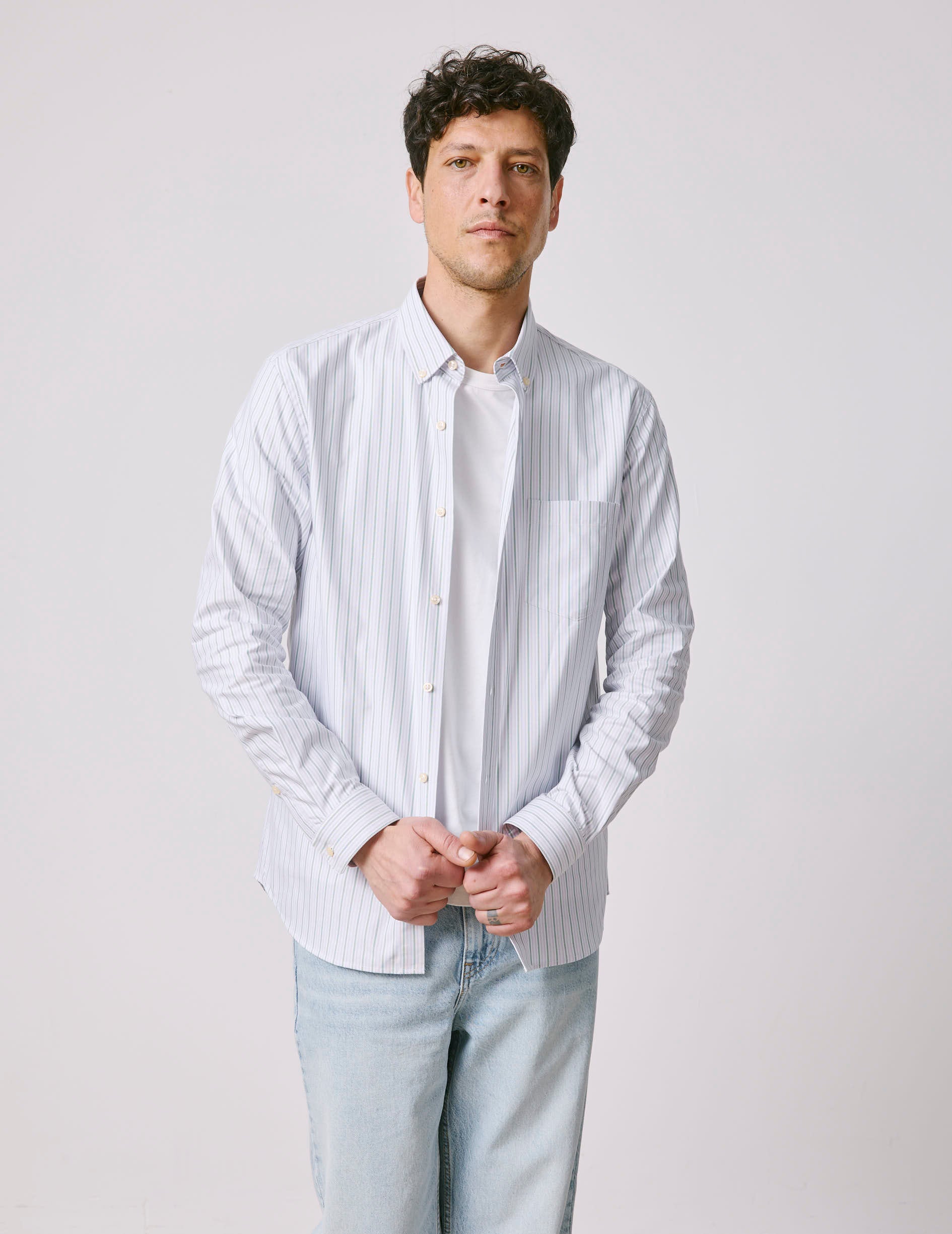 Gabriel Striped purple shirt - Oxford - American Collar