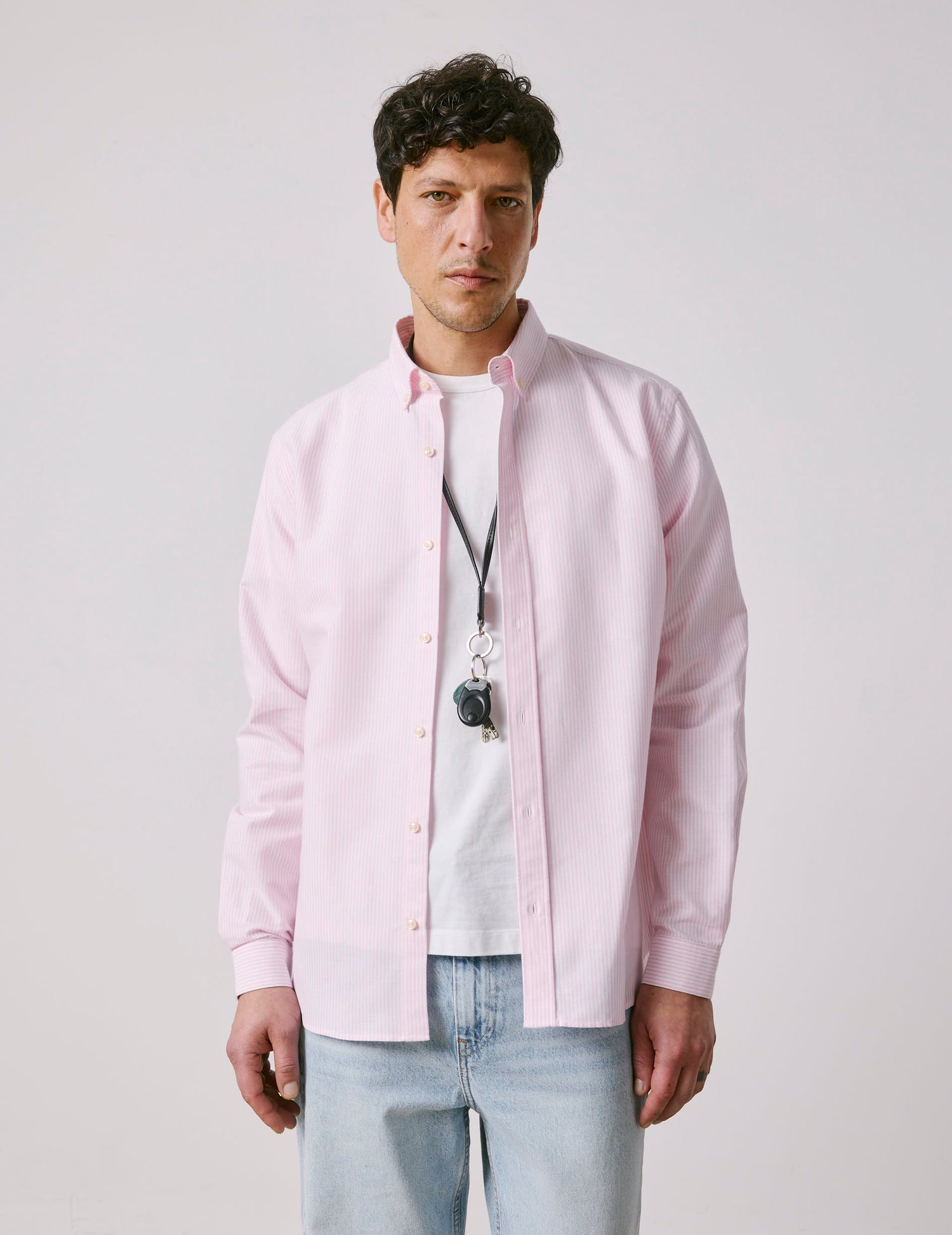 Gaspard Striped pink shirt - Oxford - American Collar