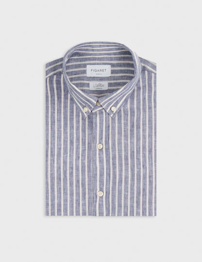 Striped blue linen Gaspard shirt