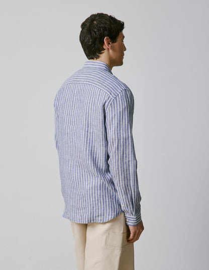 Striped blue linen Gaspard shirt