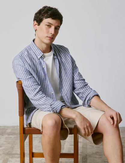 Striped blue linen Gaspard shirt
