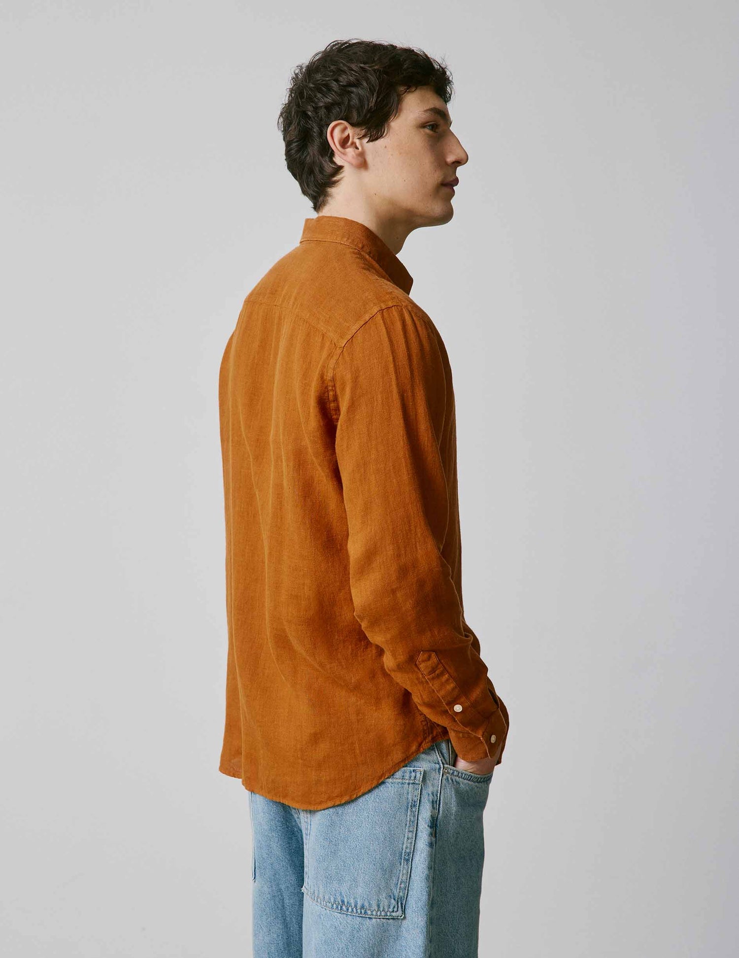 Brown linen Gaspard shirt - Linen - American Collar#2