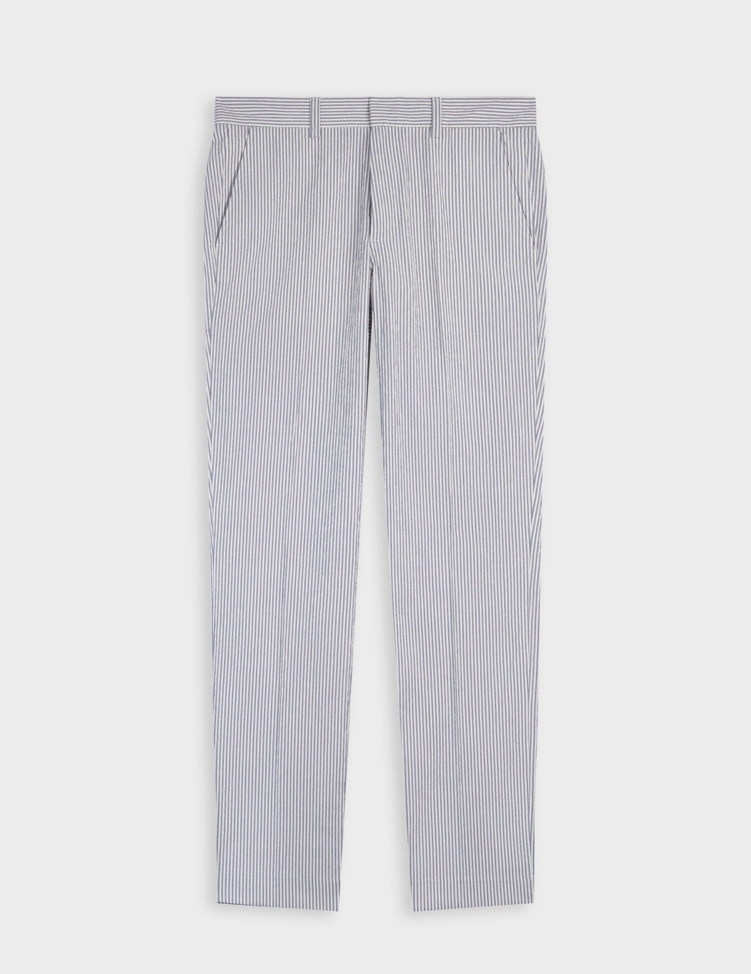 Geofrey chinos in striped blue seersucker