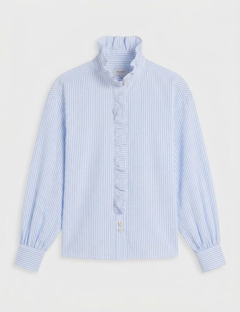 Greta striped light blue shirt - Poplin - Victorian Collar#4