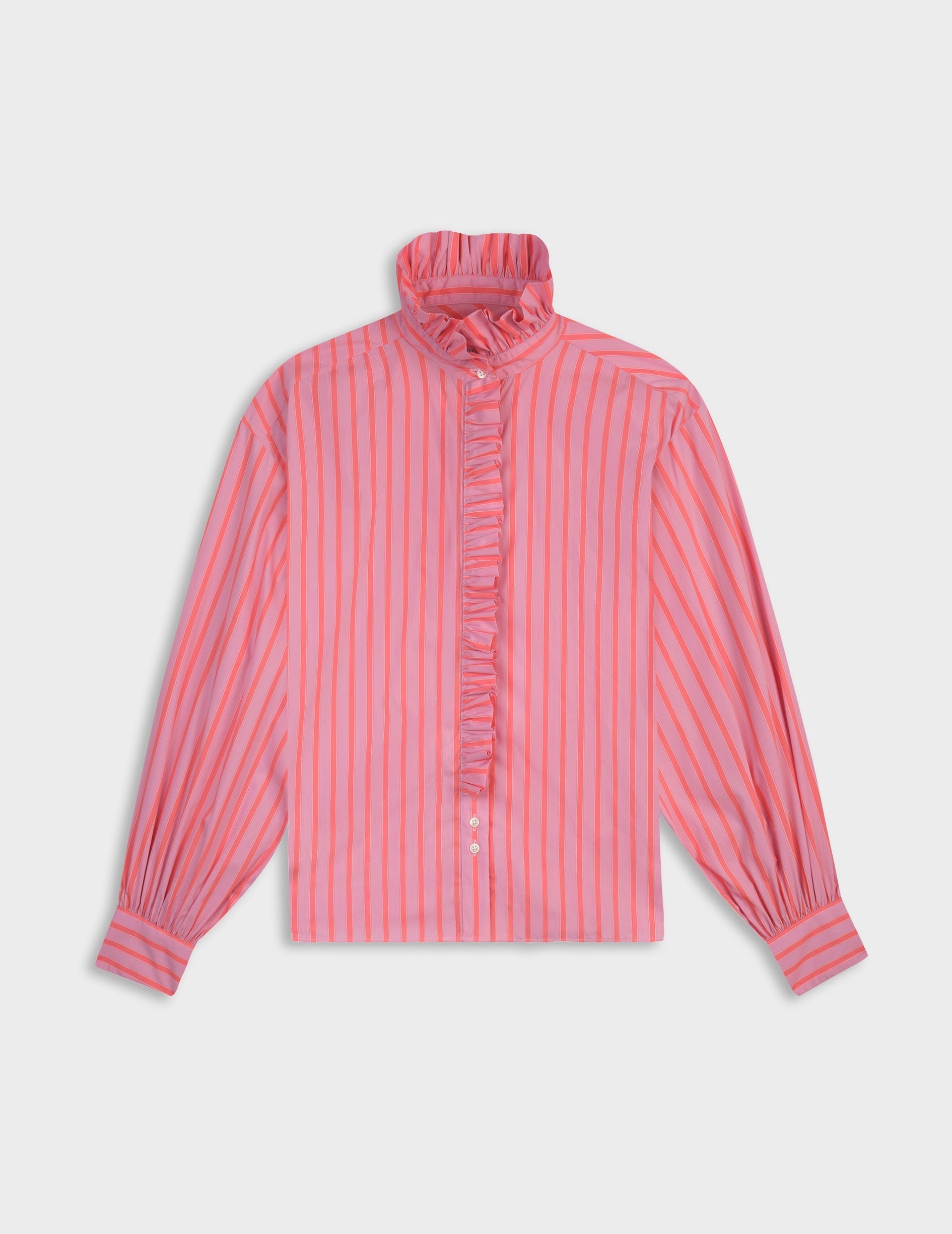 Striped pink Greta shirt - Poplin - Victorian Collar