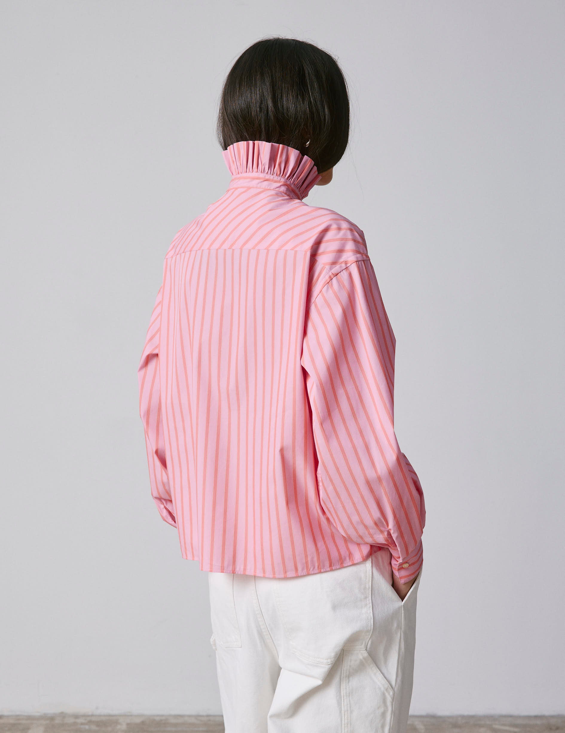 Striped pink Greta shirt - Poplin - Victorian Collar