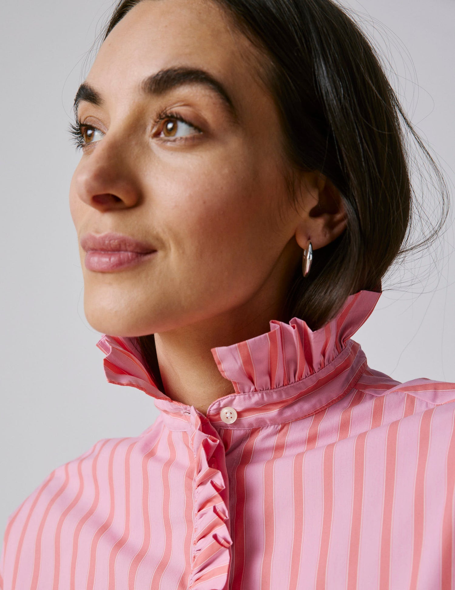 Striped pink Greta shirt - Poplin - Victorian Collar#3