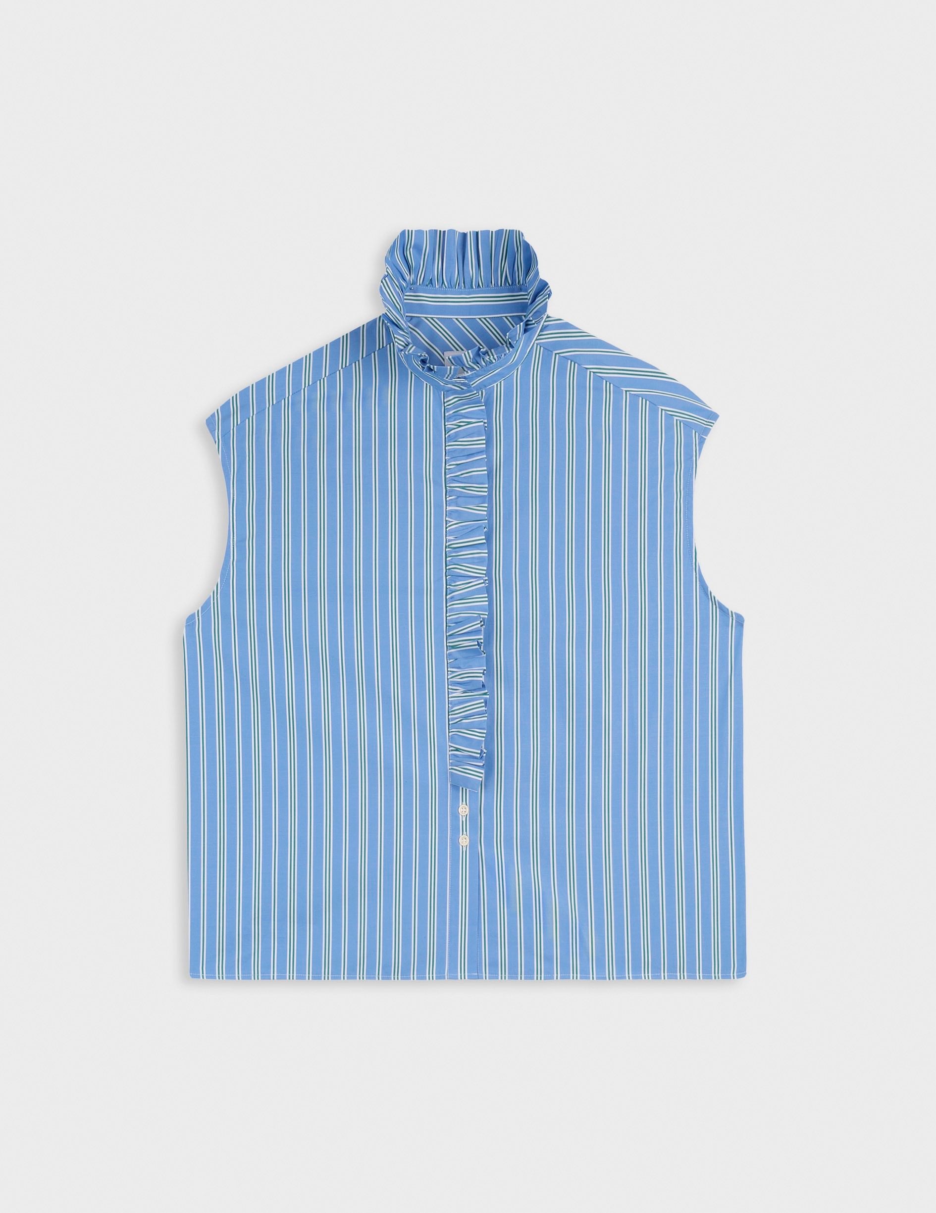 Striped blue Gretie shirt - Poplin - Victorian Collar