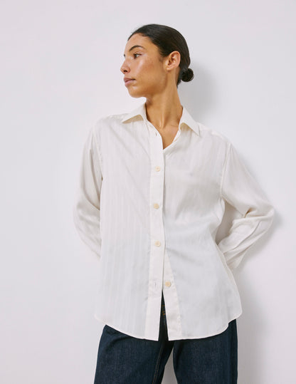 Striped ecru silk Hannah shirt 
