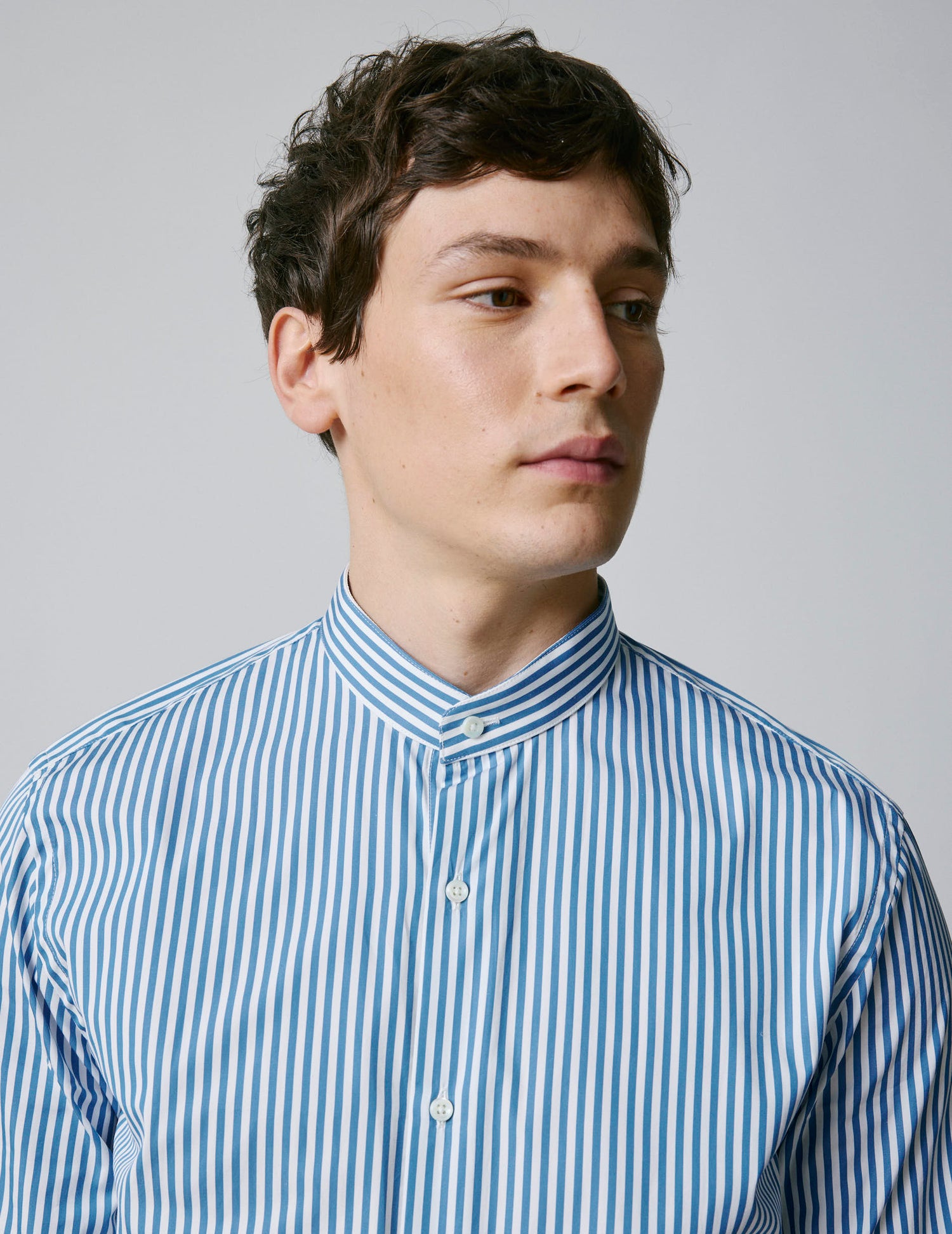 Blue Herwin shirt - Popeline - Officier Collar#3