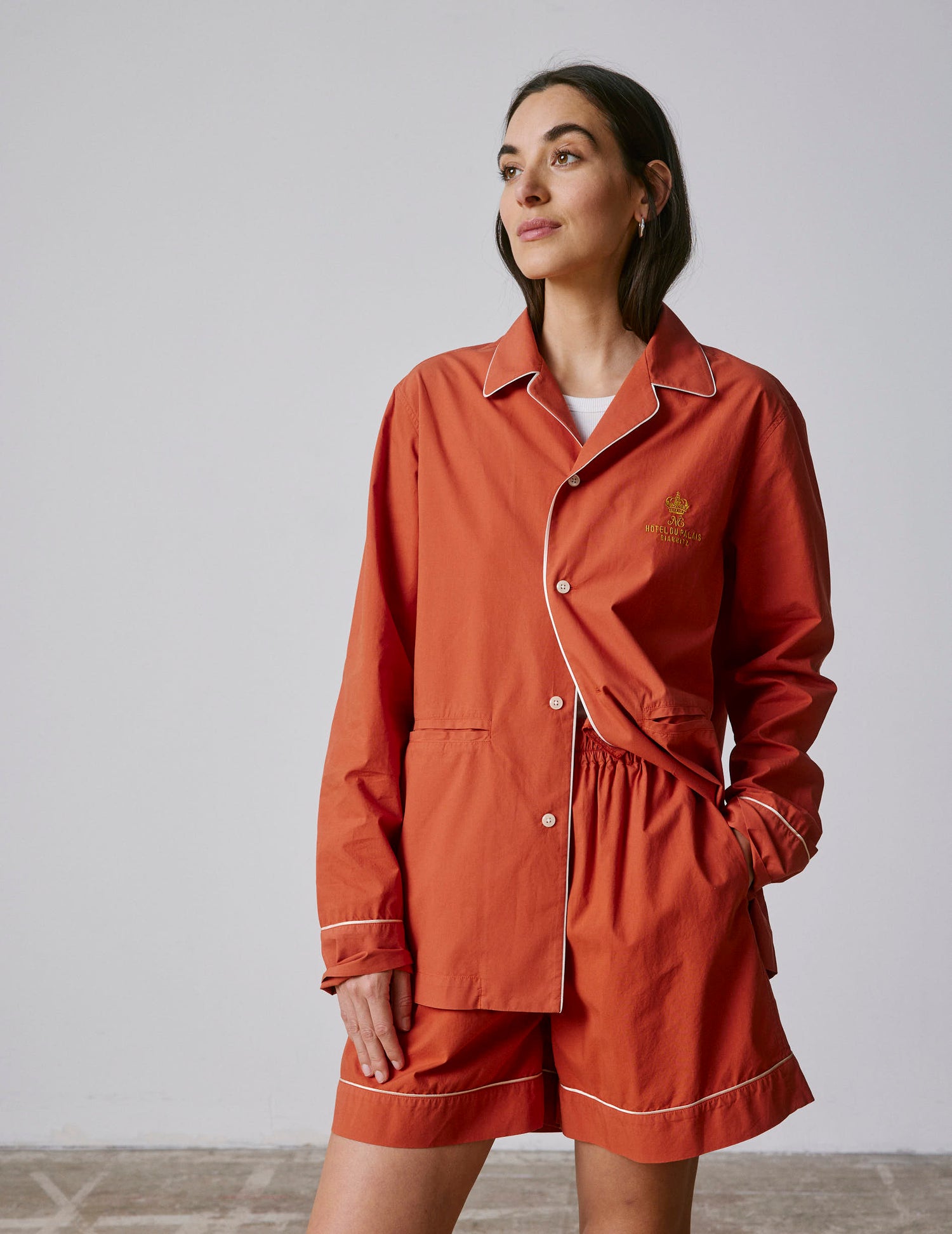 Ilbarritz rust-orange poplin short 