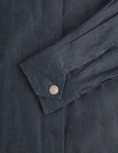 Innaée shirt with hidden button placket in navy denim