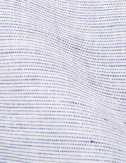 Striped navy linen semi-fitted shirt