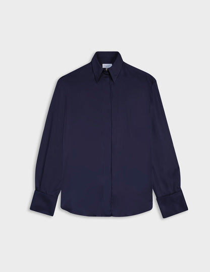 Irisa navy hidden button placket shirt