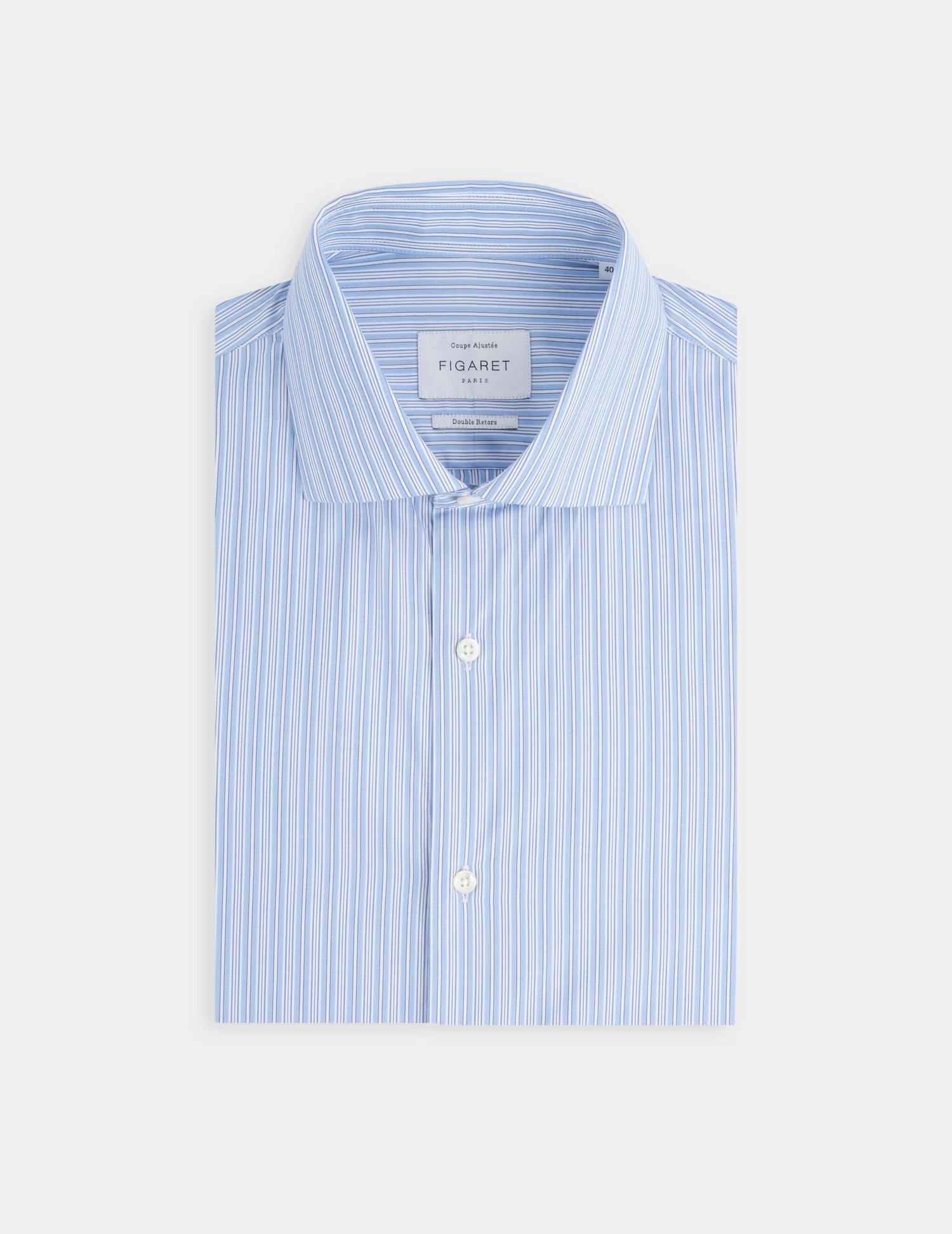 Fitted striped blue shirt - Poplin - Italian Collar