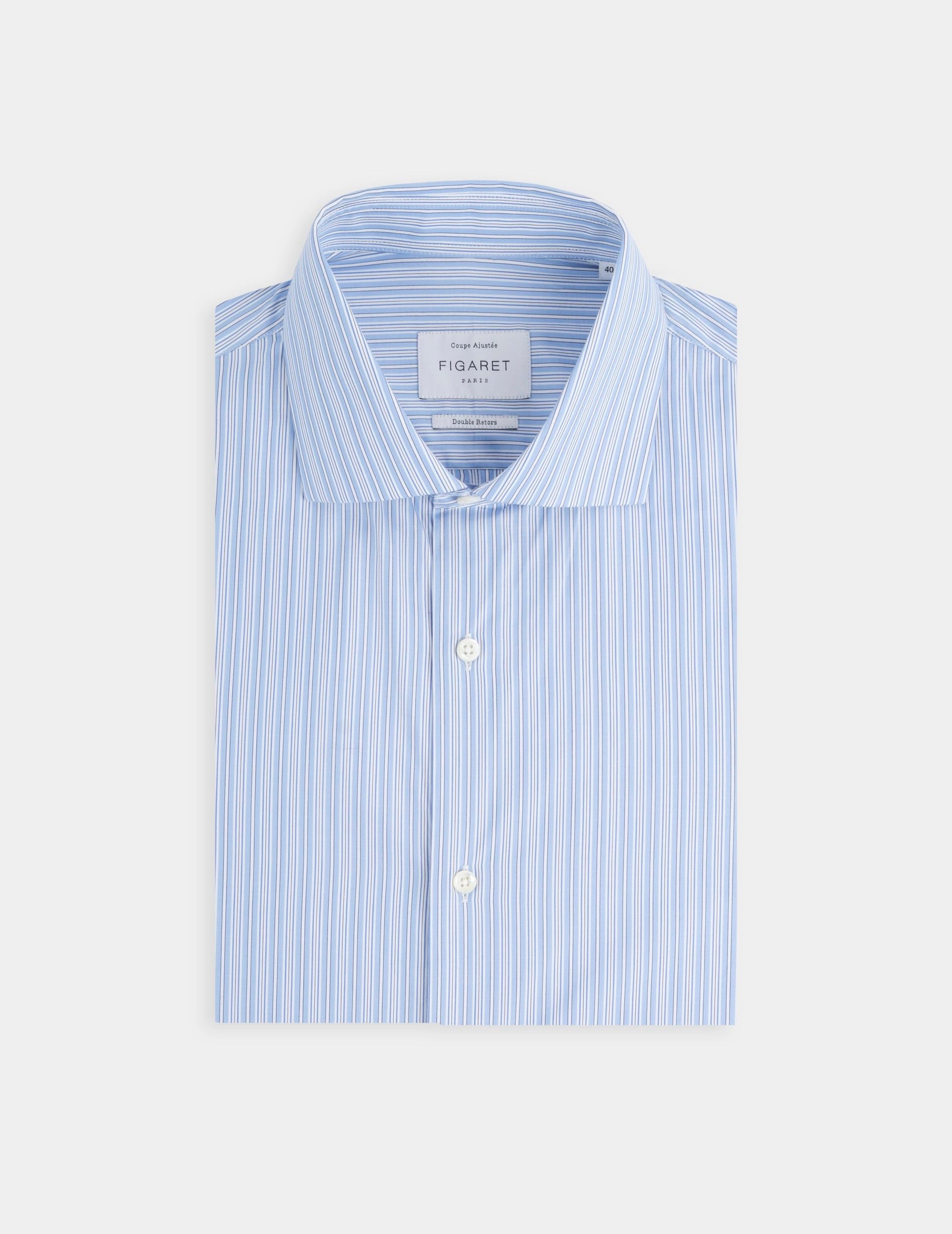 Fitted striped blue shirt
