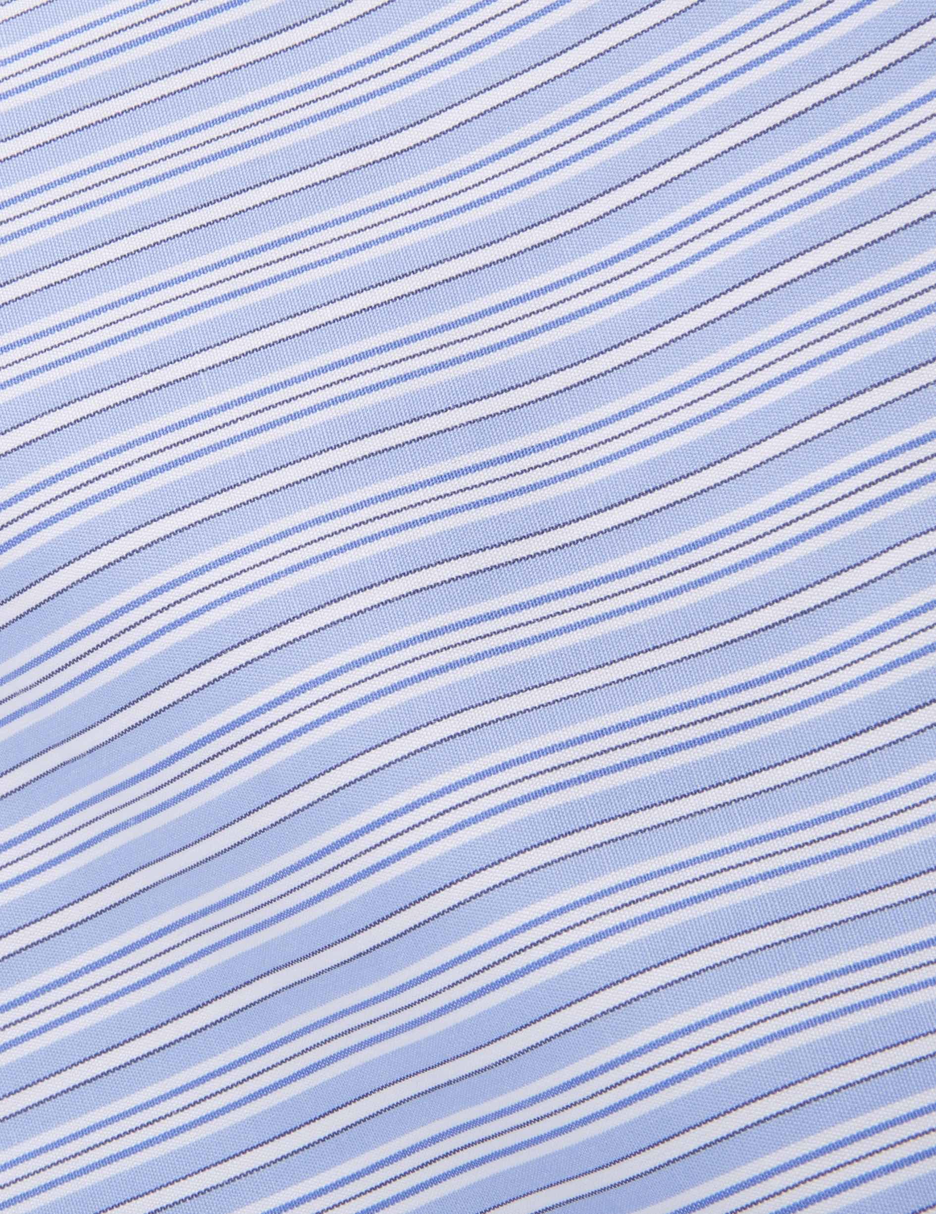 Fitted striped blue shirt - Poplin - Italian Collar