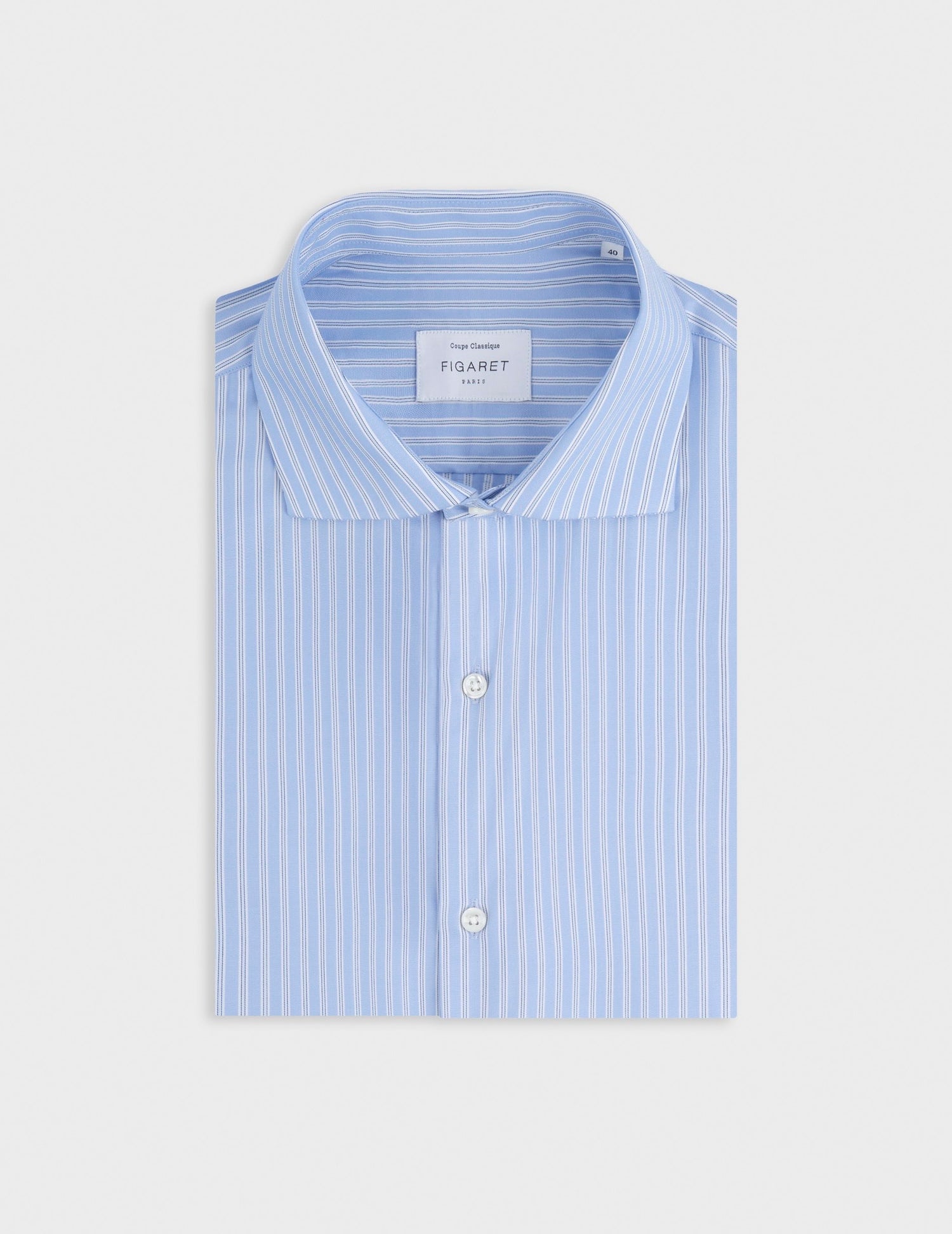 Classic striped blue shirt - pin point - Italian Collar