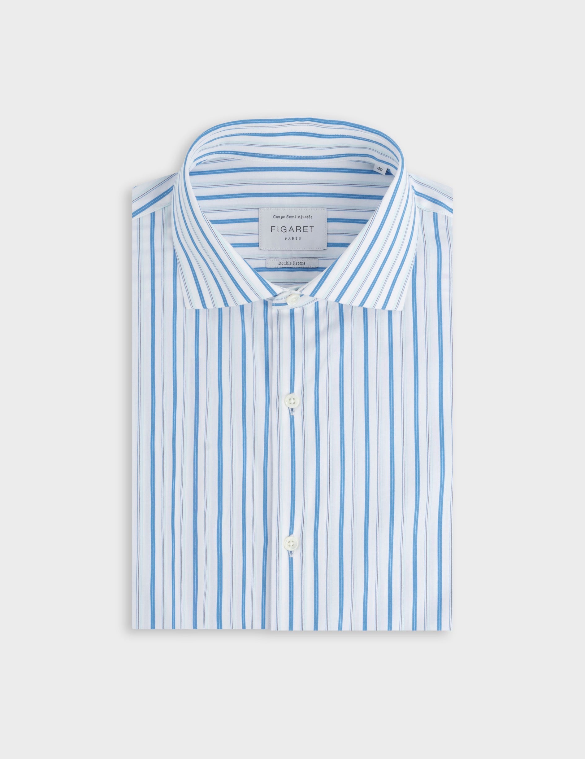 Semi-fitted striped blue shirt 