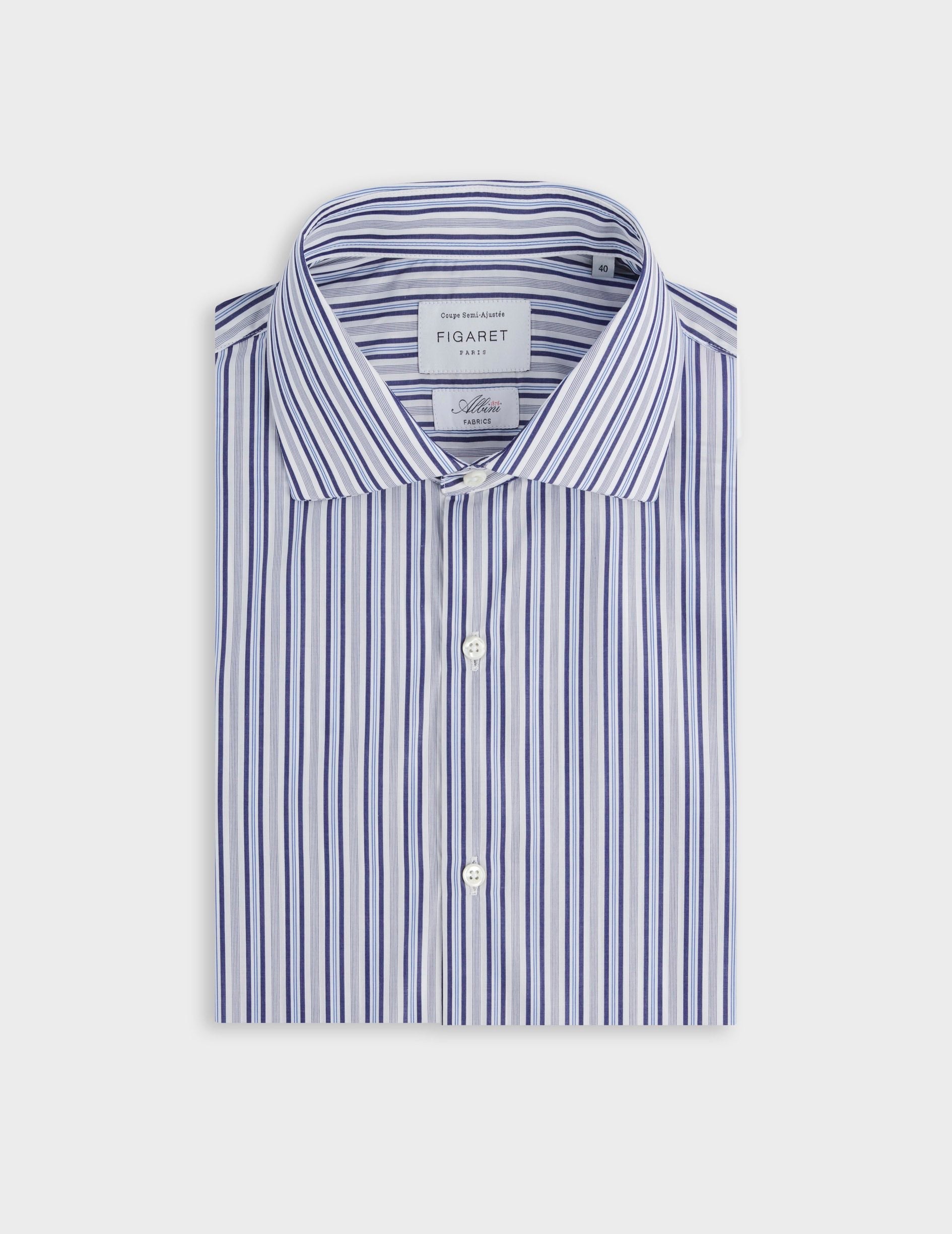 Semi-fitted striped navy shirt