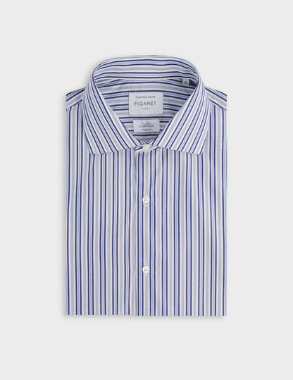 Semi-fitted striped navy shirt