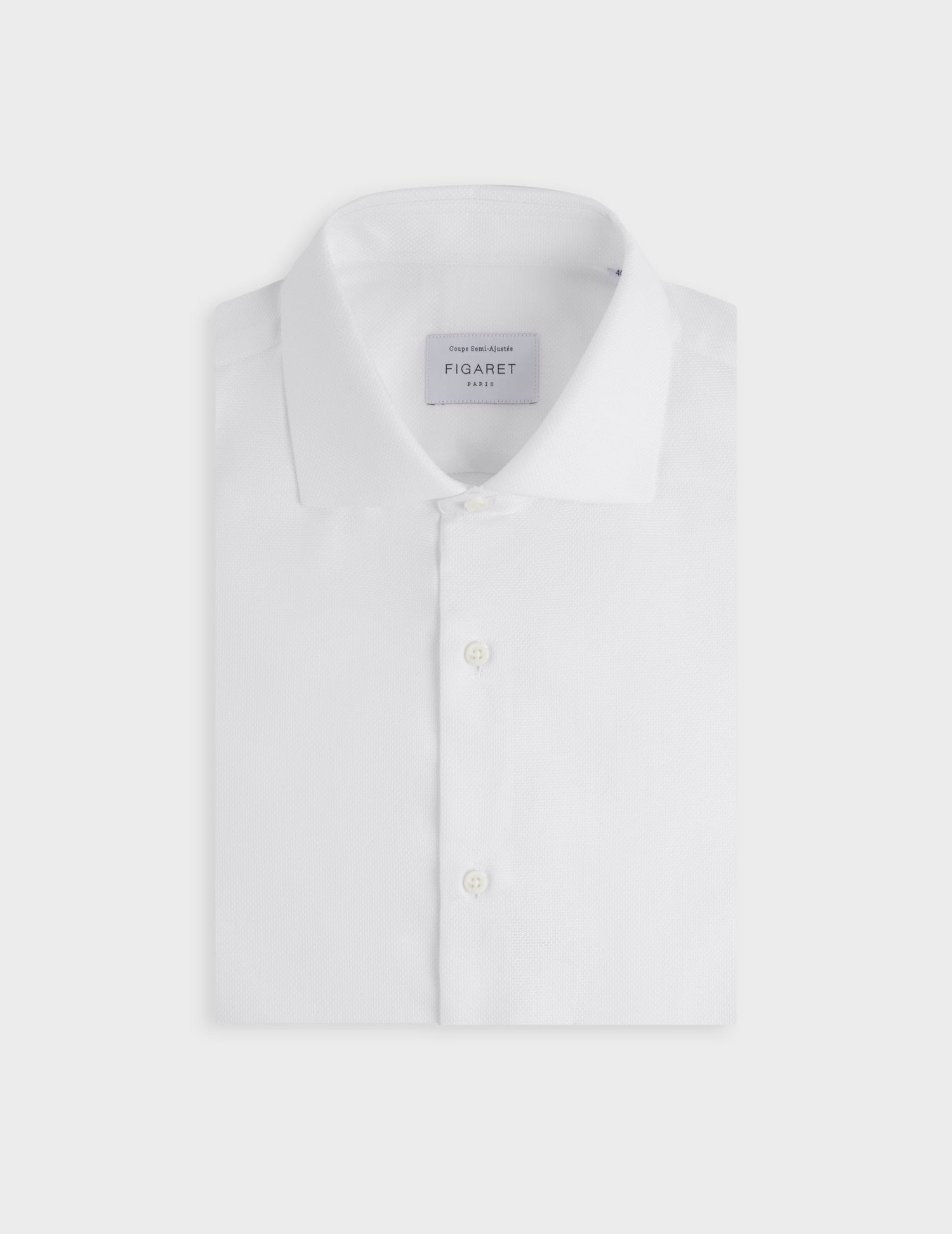 Semi-fitted white shirt - Dobby - Italian Collar