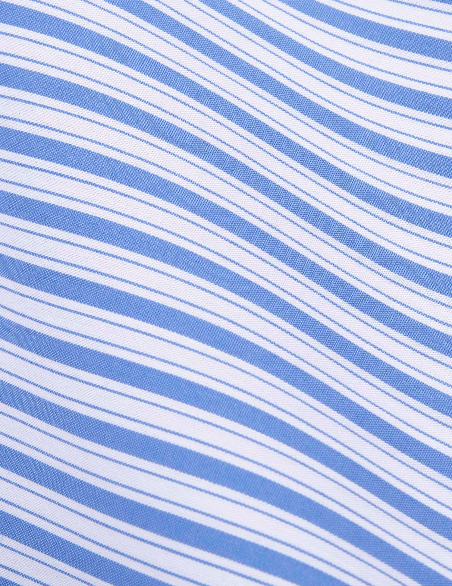 Chemise semi-ajustée rayée bleue - Popeline - Col Italien#2