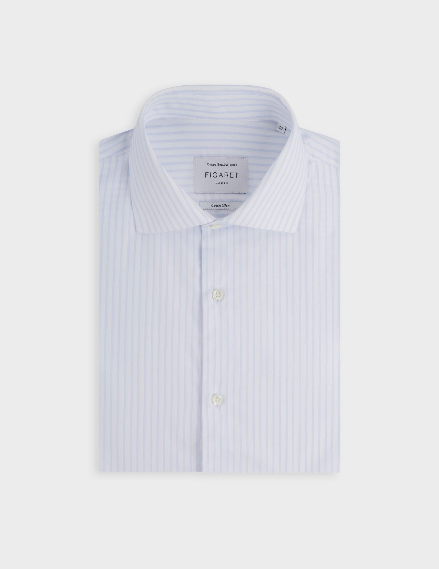 Semi-fitted light blue shirt - Twill - Italian Collar