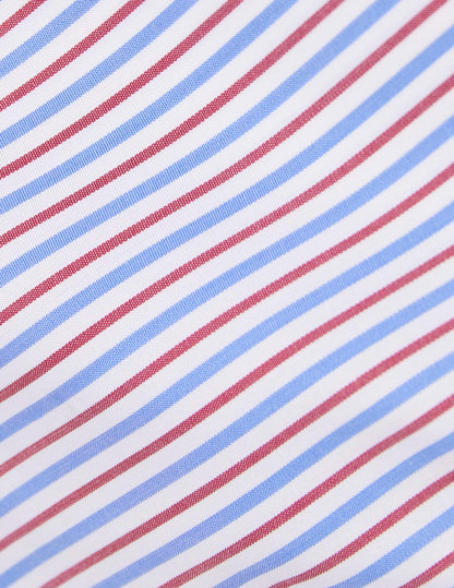 Italian collar travel shirt in striped poplin