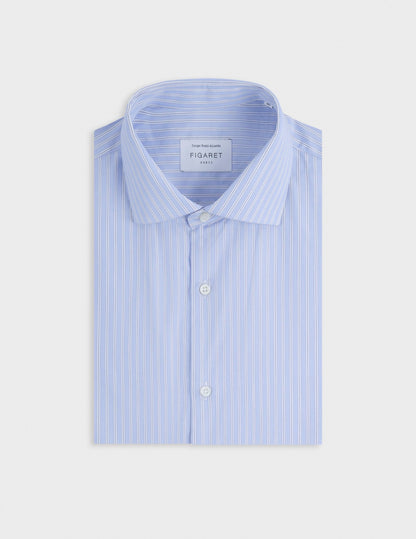 Semi-fitted striped blue Travel shirt