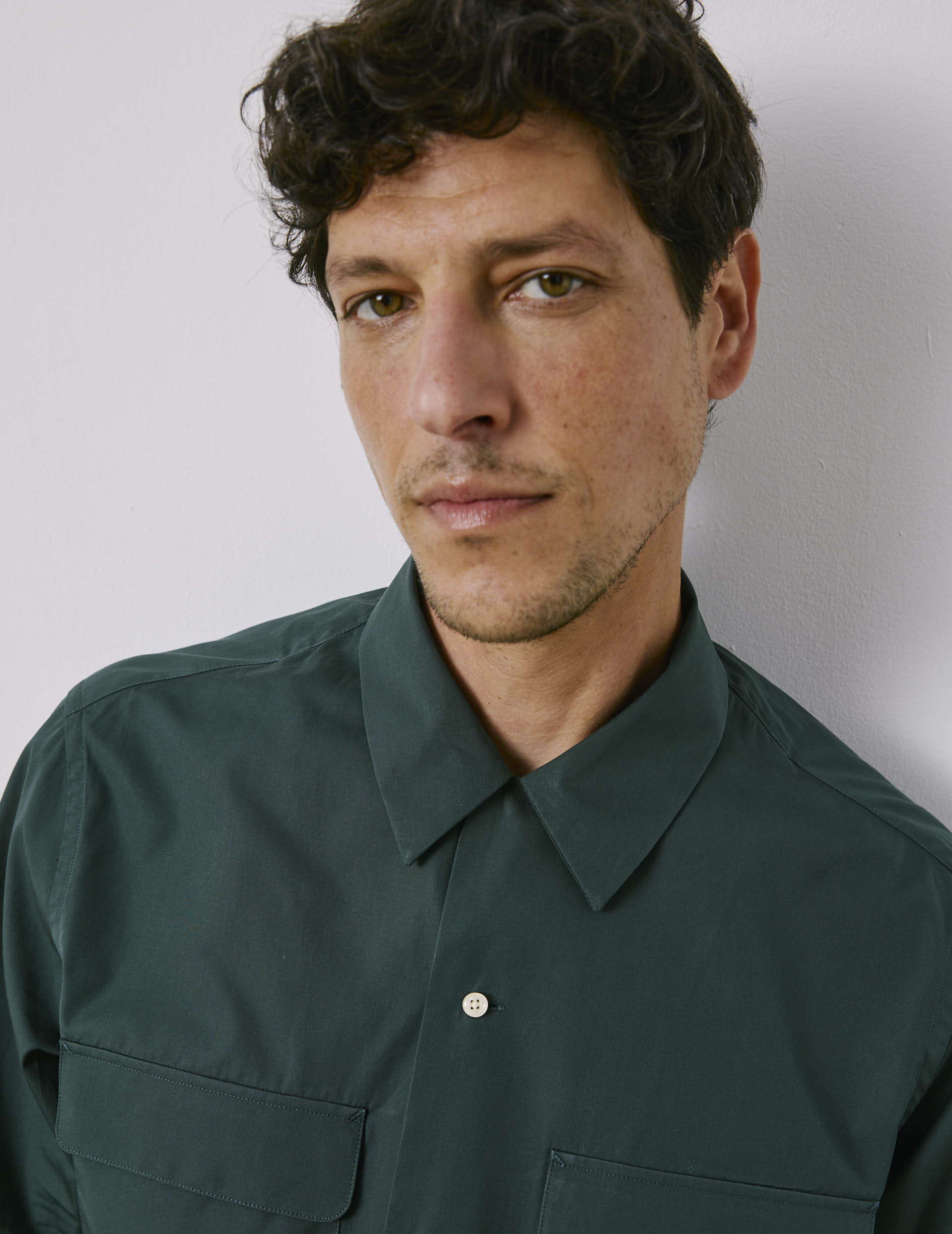 Ivano Dark green shirt - Poplin - Cuban with bridle Collar