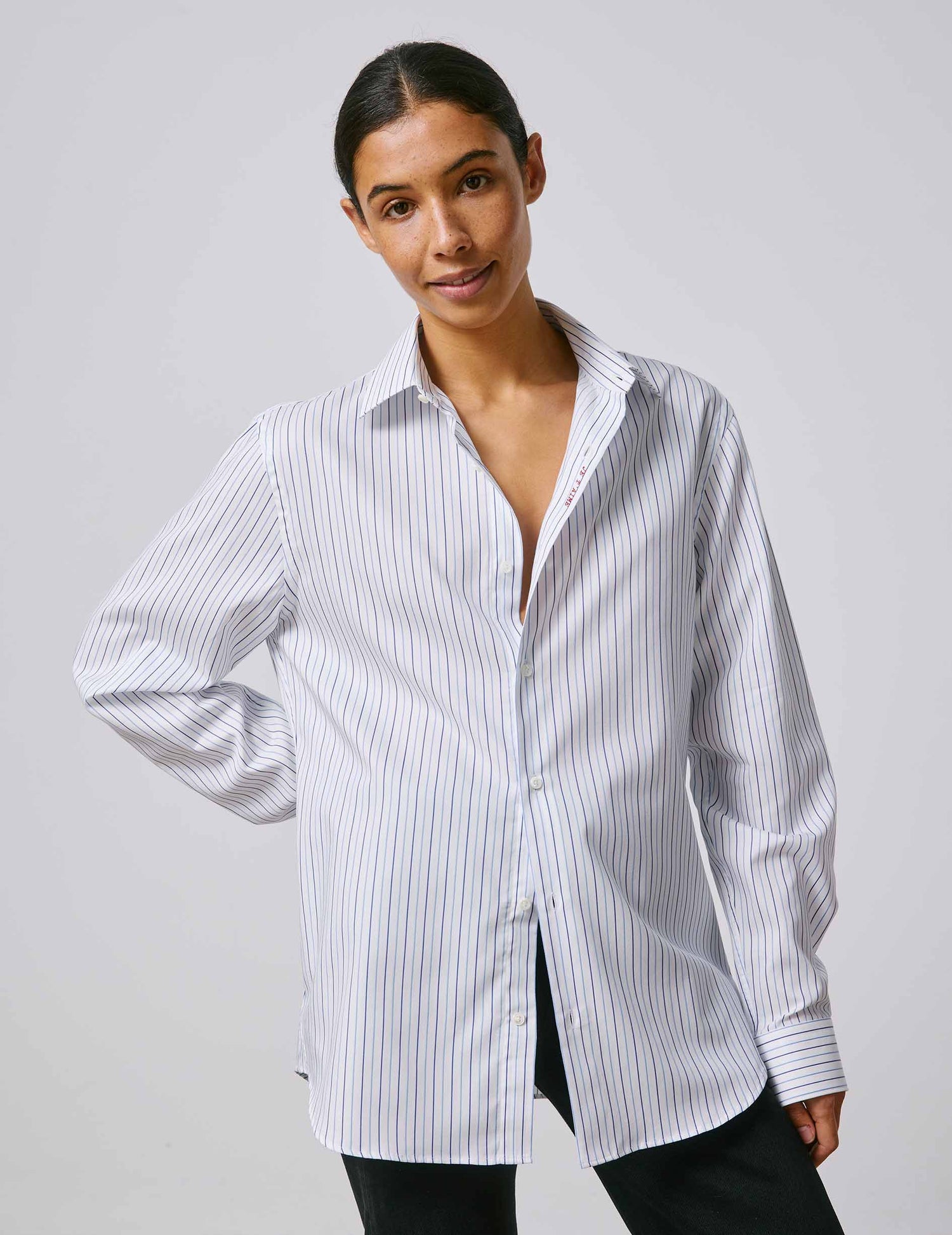 Unisex blue “Je t’aime” shirt  - Dobby - Figaret Collar#5