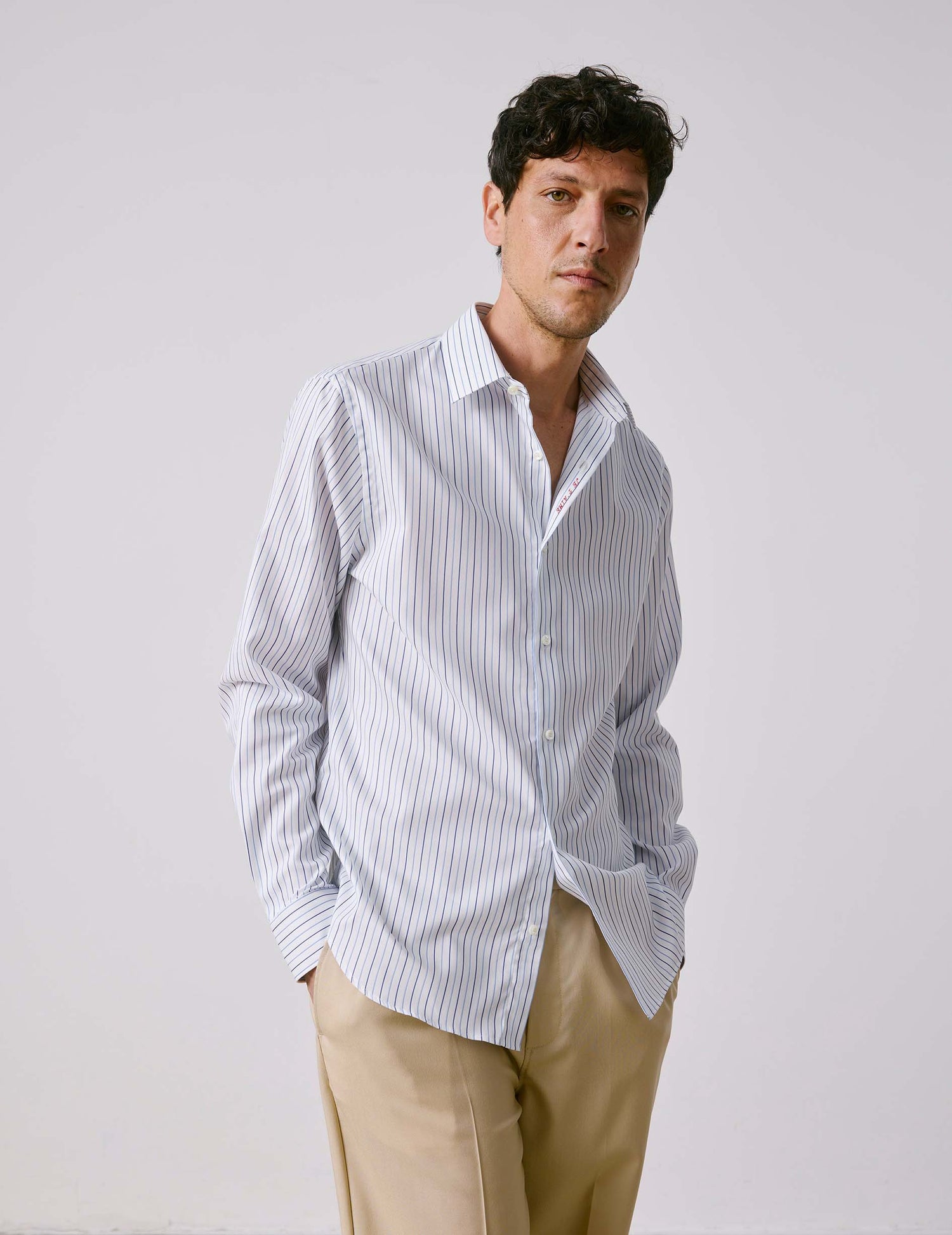 Unisex blue “Je t’aime” shirt  - Dobby - Figaret Collar#3