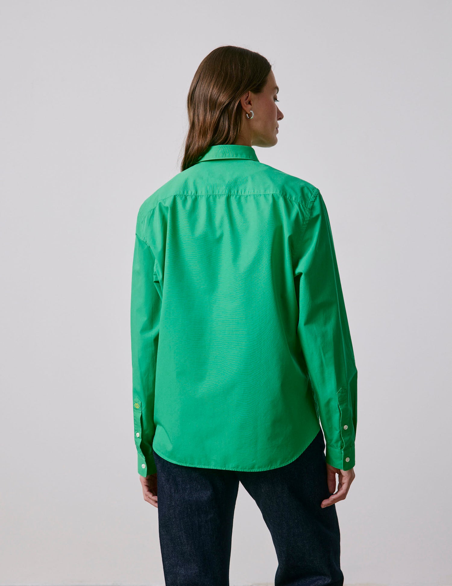 "Je t'aime" unisex green shirt - Poplin - Figaret Collar#7