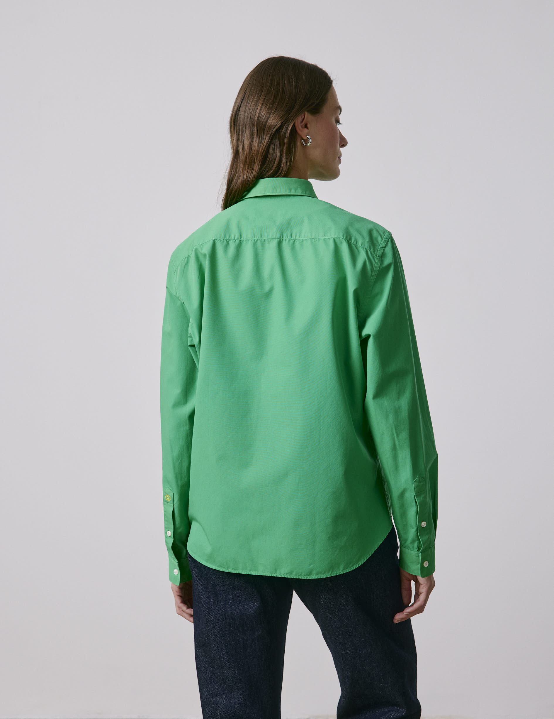 "Je t'aime" unisex green shirt - Poplin - Figaret Collar